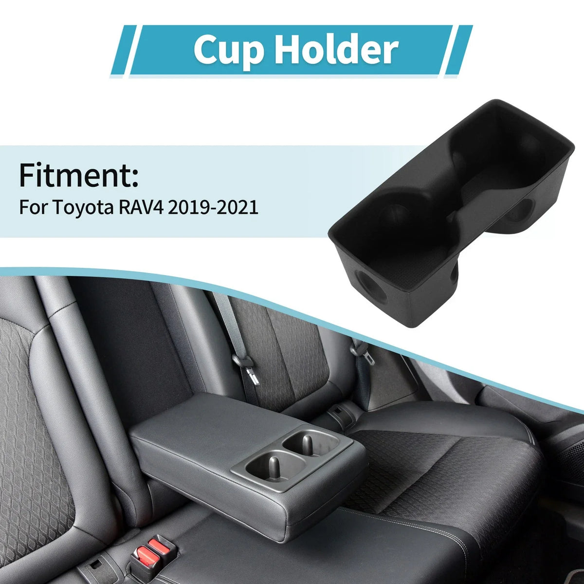 Rear Seat Center Armrest Cup Holder Organizer for Toyota RAV4 (2019–2021) TPE