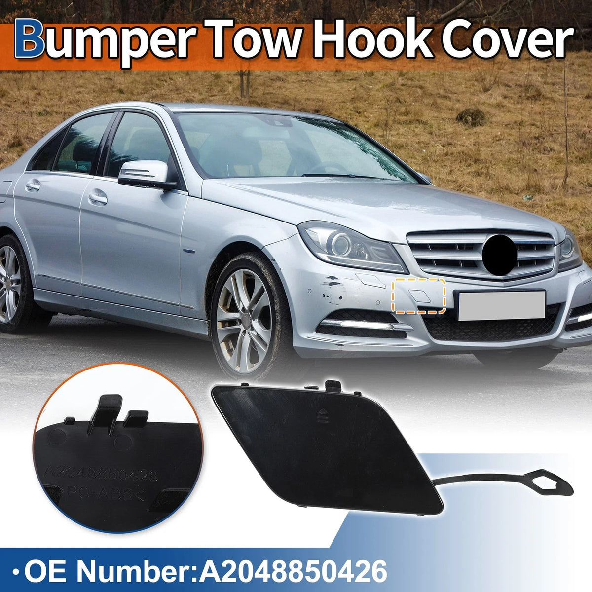 Tow Hook Cover for Mercedes-Benz W204 (2007–2014) No.A2048850426 Unpainted