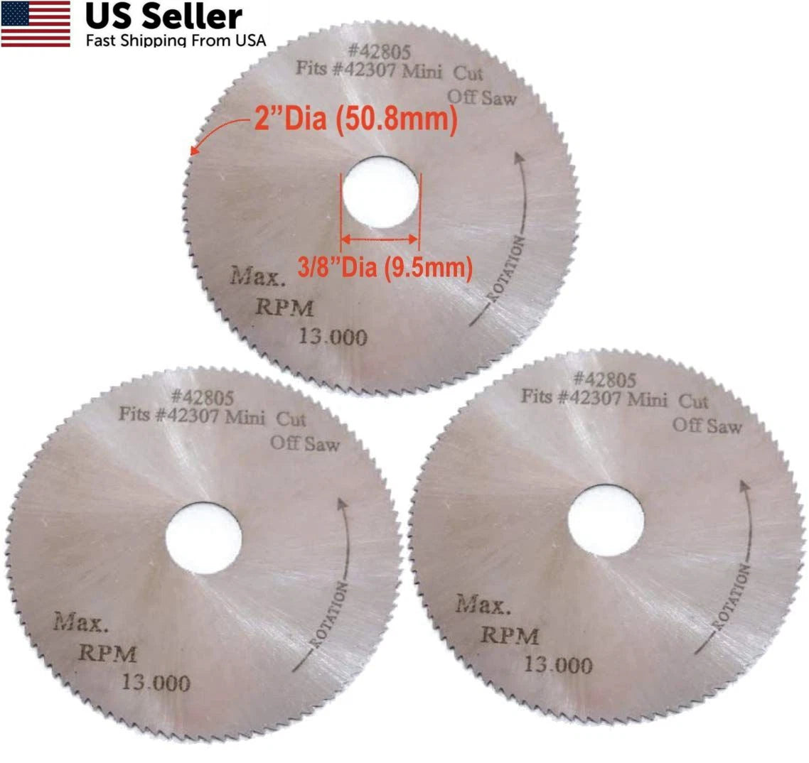 3Pc. 2" x 100T x 3/8" HSS Blade for Mini High Speed Miter Saw