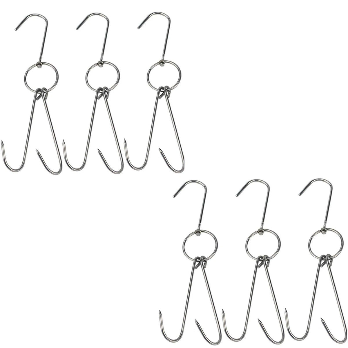 6X Stainless Steel Double Meat Hooks for Various Applications
