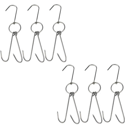 6X Stainless Steel Double Meat Hooks for Various Applications