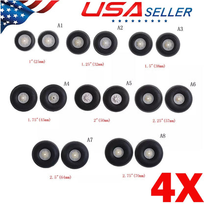 4-Pack 1"-2.75" 25mm-70mm Rubber PU Wheels for RC Airplane