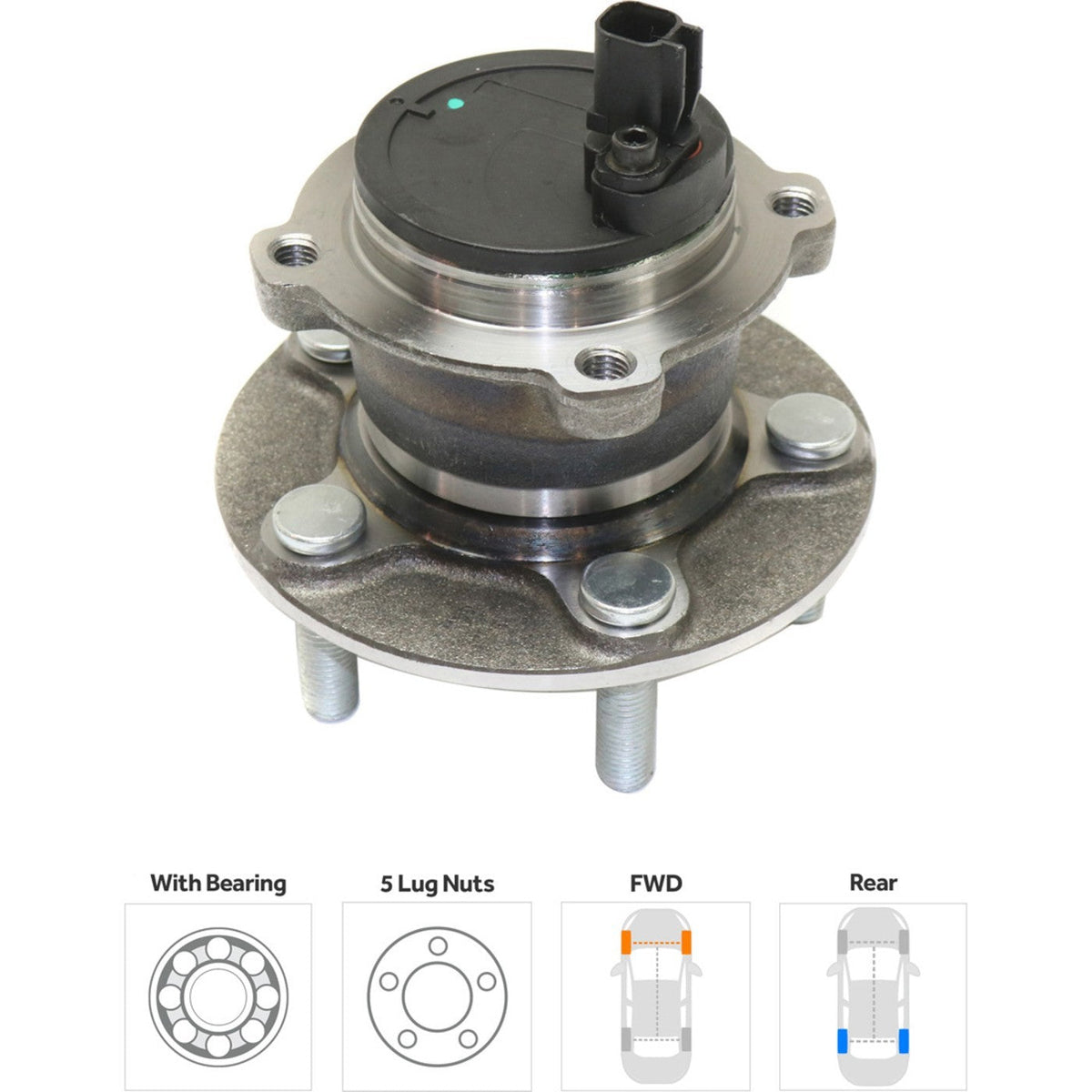 Set of 2 Wheel Hubs for Volvo S40 (2005–2011) Rear with Bearing & Sensor