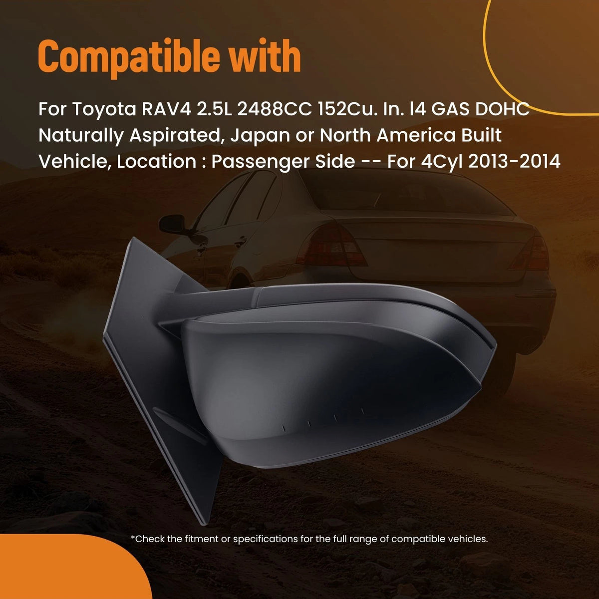 Right Rear View Mirror for Toyota RAV4 (2013–2014) TO1321309, 879100R070, 8791042B70