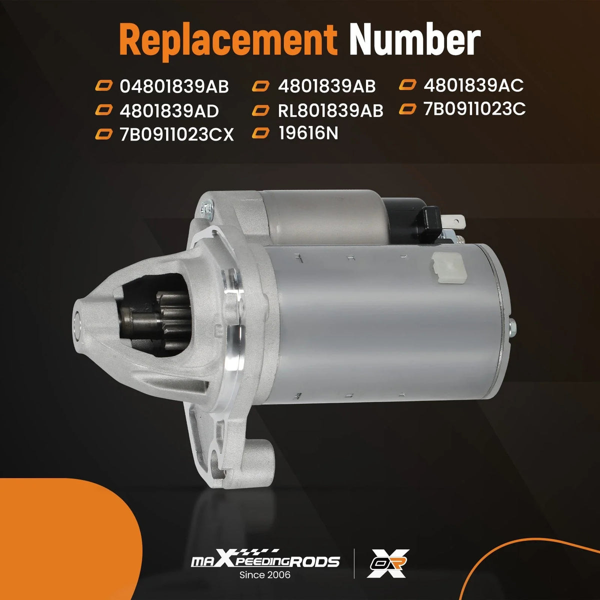 Starter Motor for Chrysler 200/Town & Country (2011–2020) 3.6L V6 4801839AB