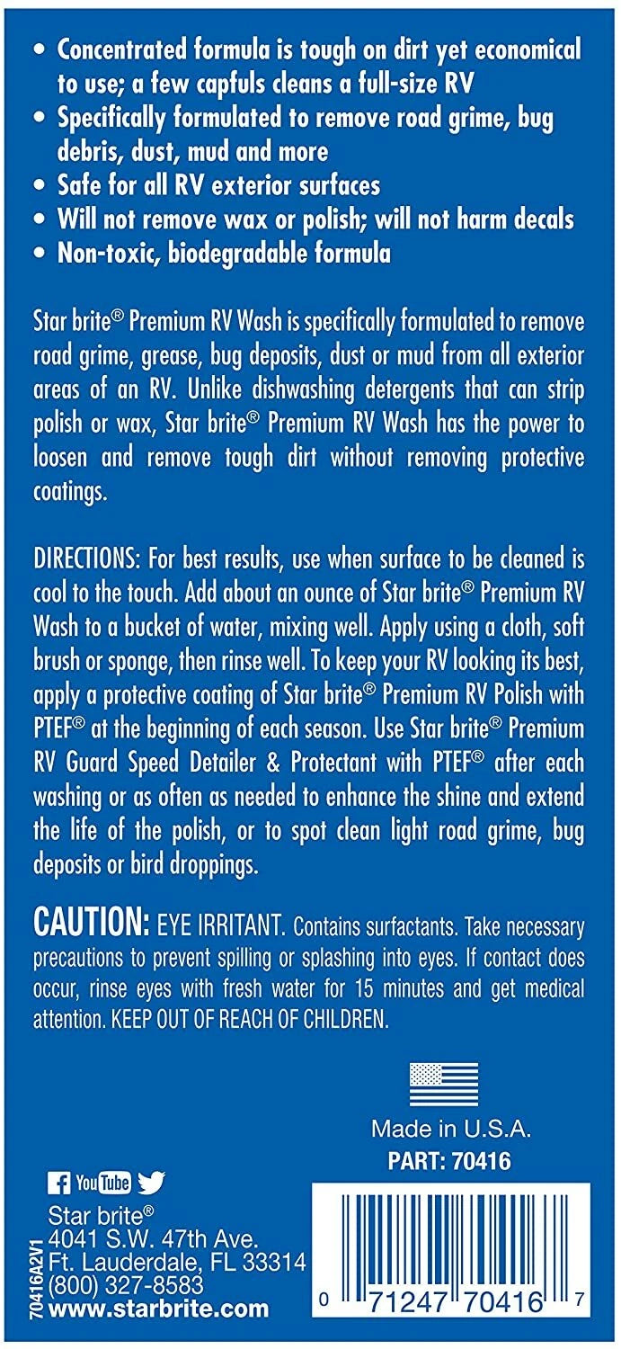 16 Oz Premium RV Car Wash Concentrated Biodegradable for RVs (070416)