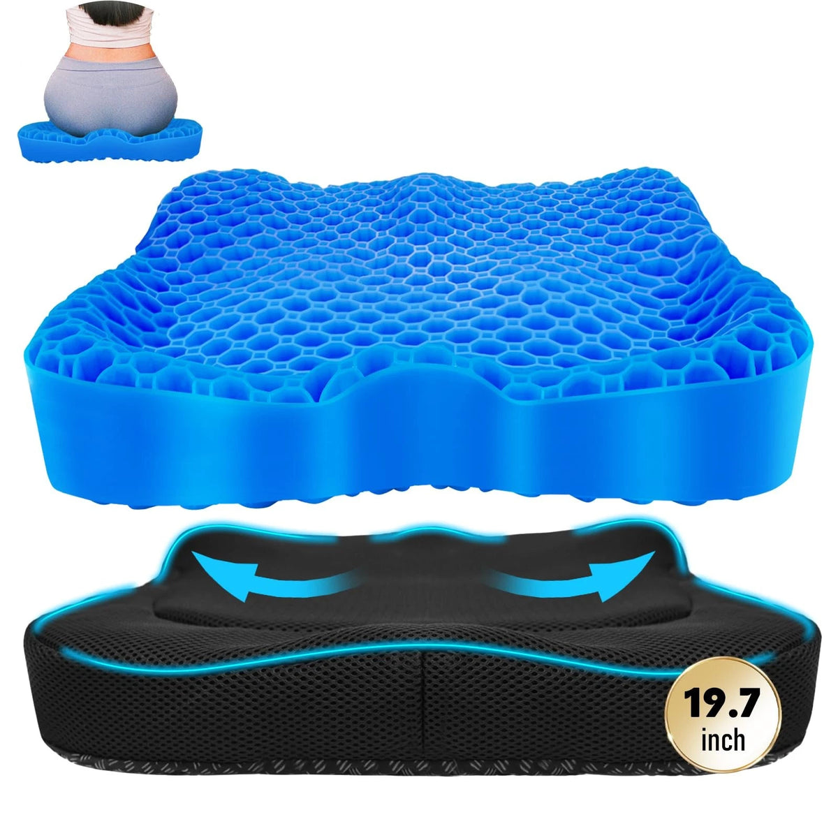 Cooling Gel Seat Cushion for Cars (Breathable Honeycomb Design)