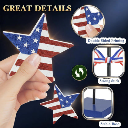 3 Pcs Wooden Star Set for Tiered Tray Decor (4th of July, Memorial Day)