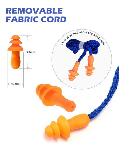 12 Pairs Corded Silicone Ear Plugs for Noise Reduction (Pack of 12)