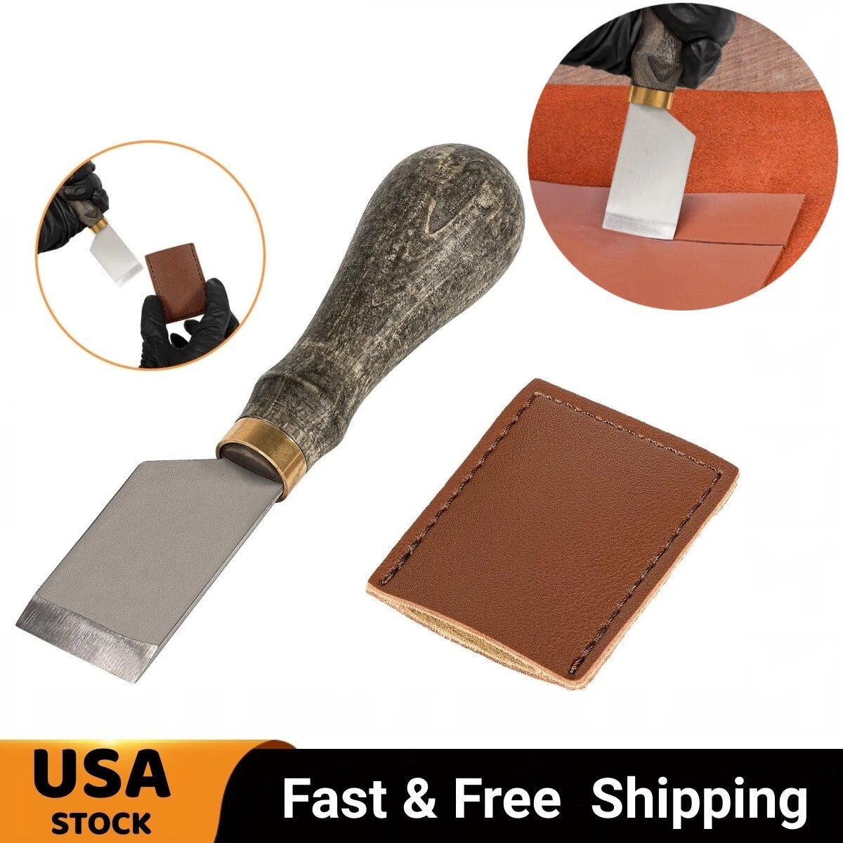 Leather Skiving Knife for Flat Leather Cutting with Case