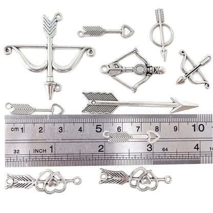 40PCS Mixed Bow and Arrow Charms for Crafting (No Specific Part Numbers)