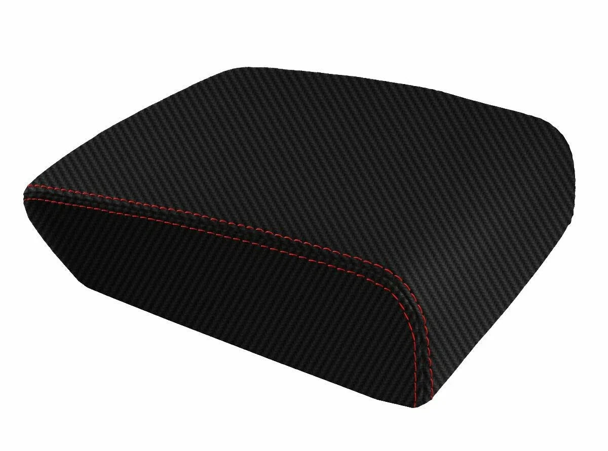 Carbon Fiber Console Lid Cover for Jeep Grand Cherokee (2005–2010) Red Stitch