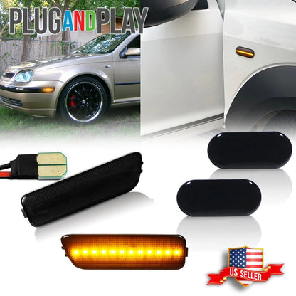 Set of 4 Smoke Amber LED Side Marker Lamps for VW MK4 Golf GTI R32 Jetta (1999–2006)