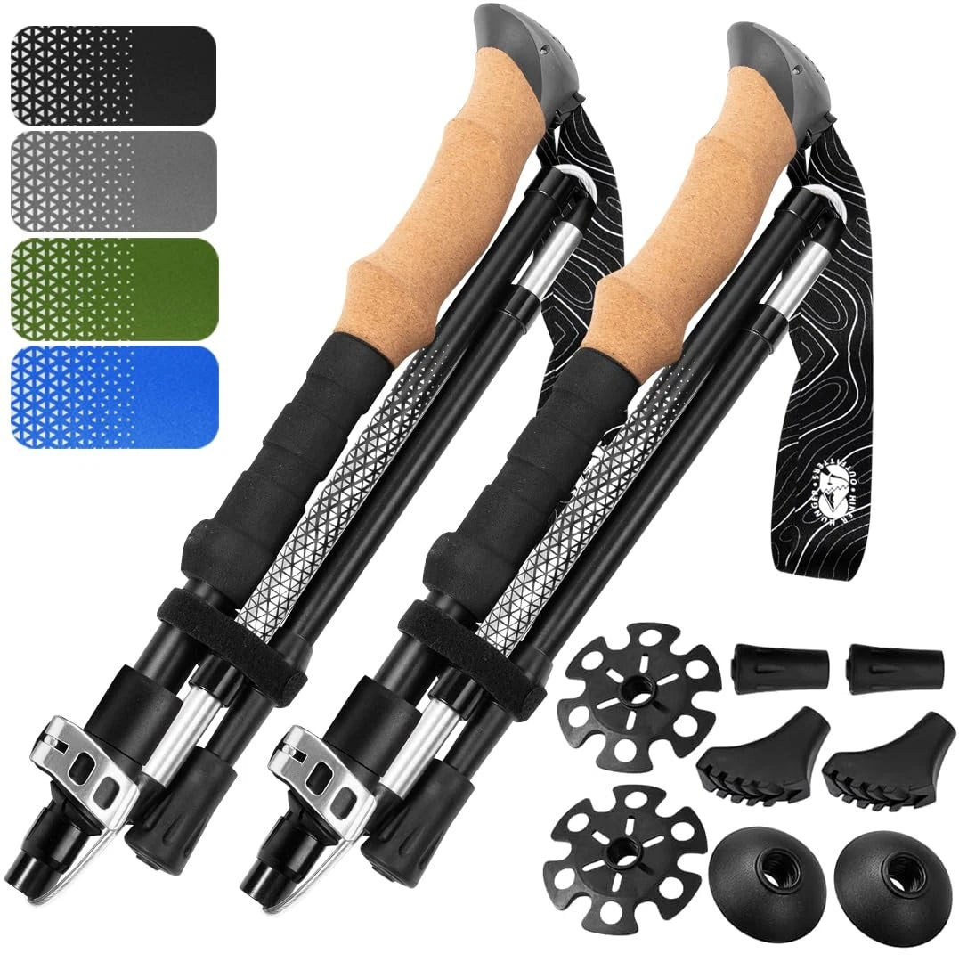 Foldable Hiking Pole 100-120 cm for Height 5'9" and Smaller - Black Cork
