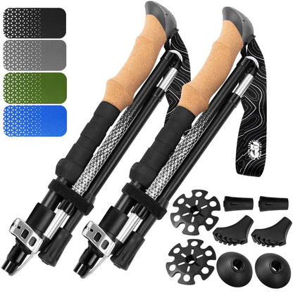 Foldable Hiking Pole 100-120 cm for Height 5'9" and Smaller - Black Cork