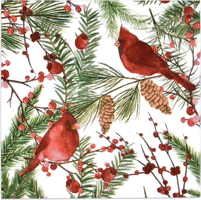 Set of 100 Cardinal Cocktail Napkins for Beverage Decor (3 Ply)