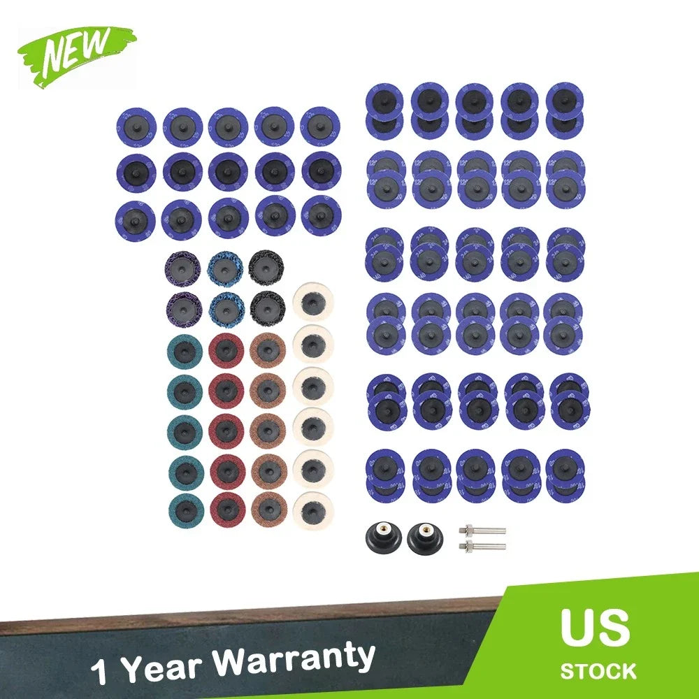 Sanding Disc Set 104 Pcs 40-240 Grit 1/4 Shank for Drill Die Grinder 2"