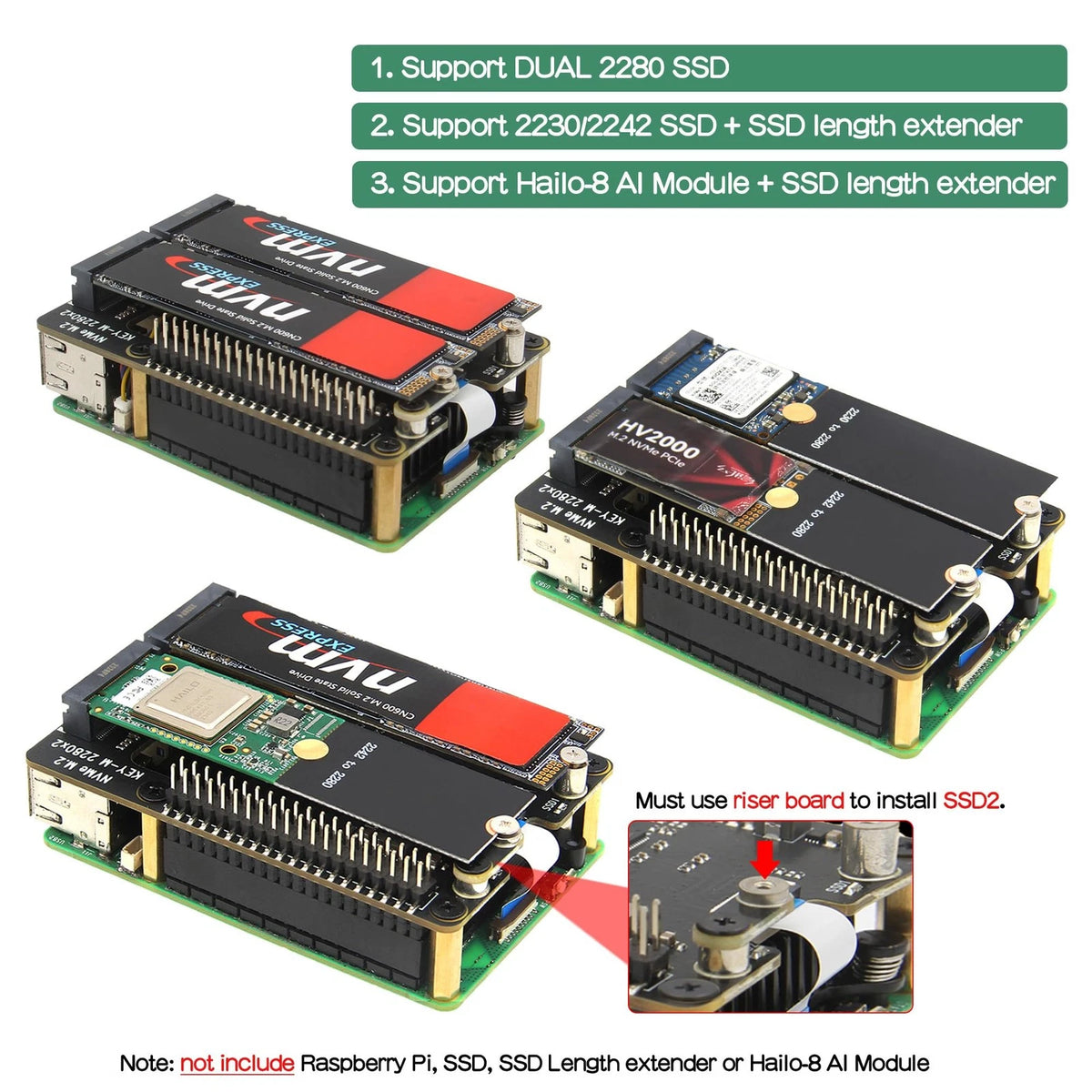 Geekworm X1004 PCIe to Dual M.2 HAT NVMe SSD Peripheral Board
