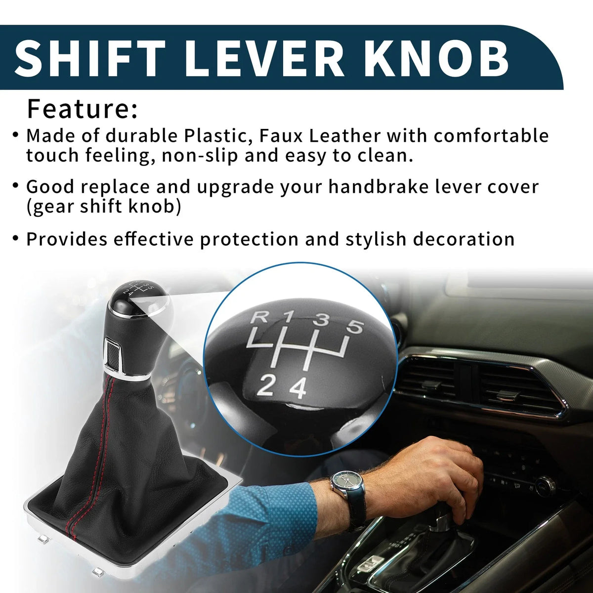 5 Speed Gear Shift Knob with Cover for Volkswagen Passat (2005–2011) Faux Leather