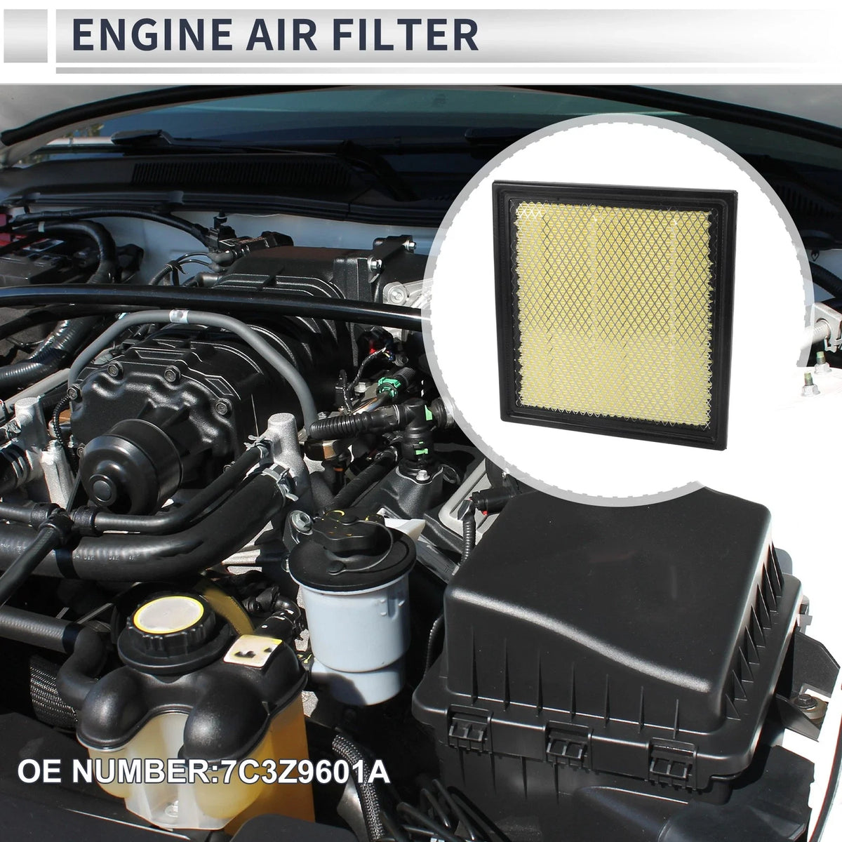 Car Engine Air Filter No. 7C3Z9601A for Ford F-150 (2009–2024) 1 Pc
