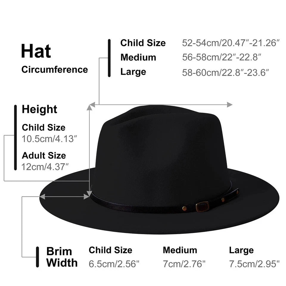 Wide Brim Fedora Hat for Dress (Large-X-Large) - Black & Red