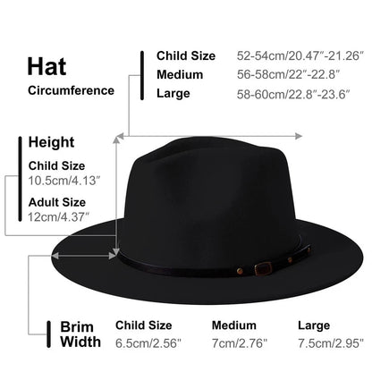 Wide Brim Fedora Hat for Dress (Large-X-Large) - Black & Red