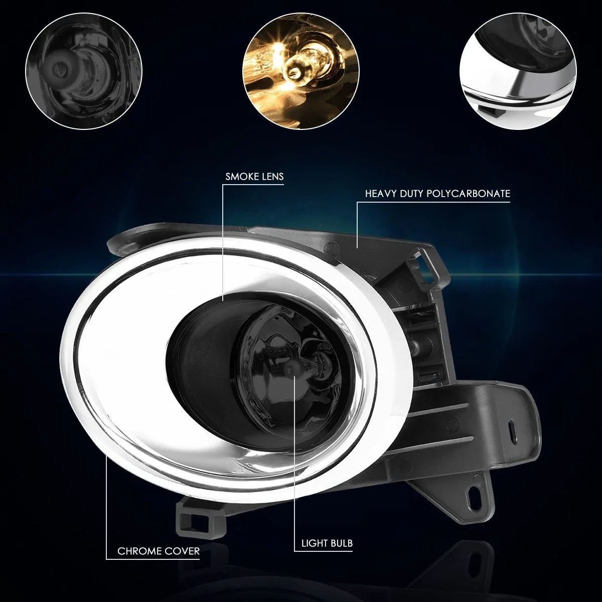 Fog Lights for Nissan Pathfinder (2013–2016) - Smoked Lens, Switch, Chrome Bezel