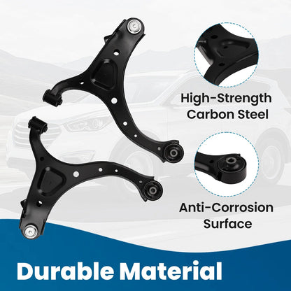 Front LH & RH Lower Control Arm w/Ball Joint & Tie Rod End for Santa Fe Sorento (2010–2021)