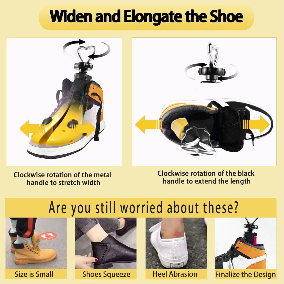 Shoe for Women's Size 10-14, Men's 8.5-13 (Yellow, 1 Pack)