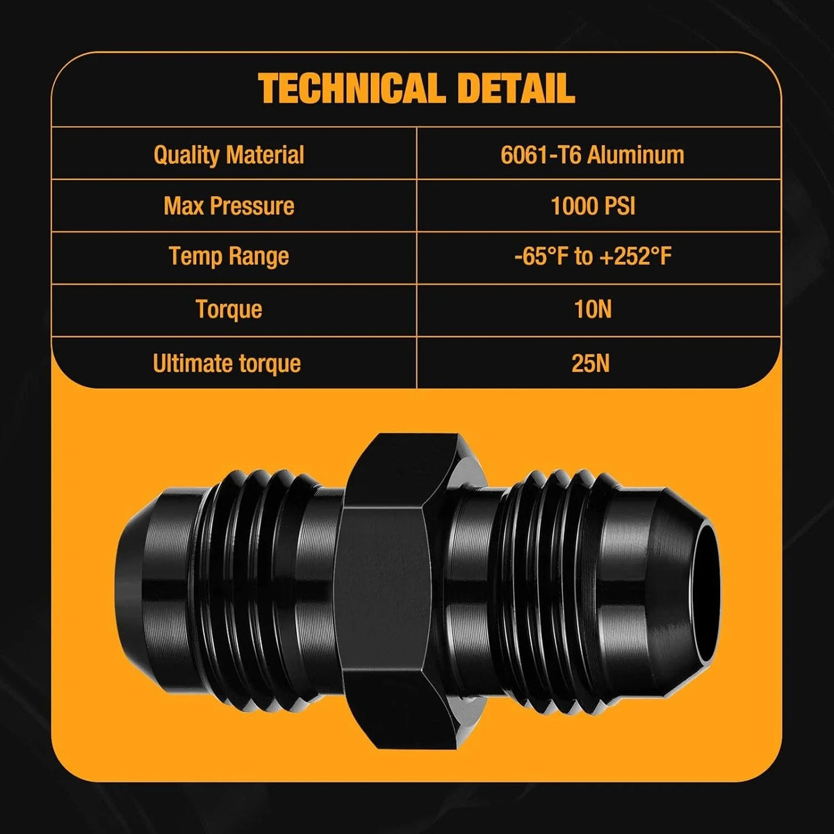 2-Piece 8AN Male Flare Coupler Adapter for Vehicle Fluid Hose