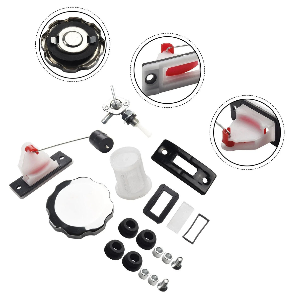 Fuel Gas Tank Petcock Filter Gauge Cap for 5 Gallon 7 Gallon Engines