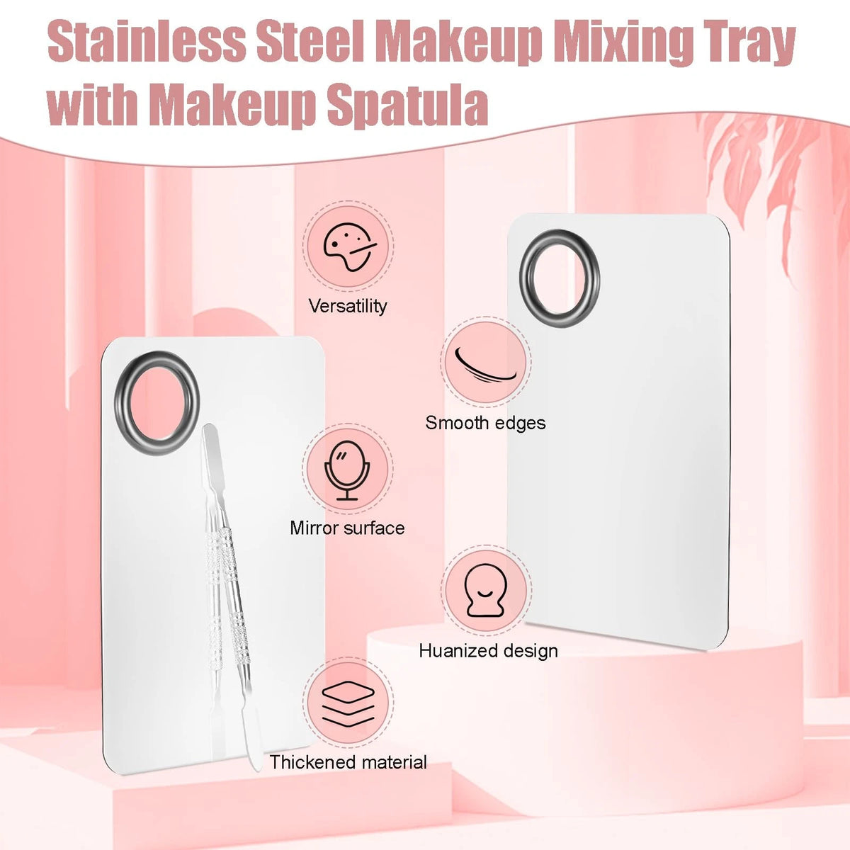 4X Stainless Steel Makeup Spatula Set for Cosmetic Use