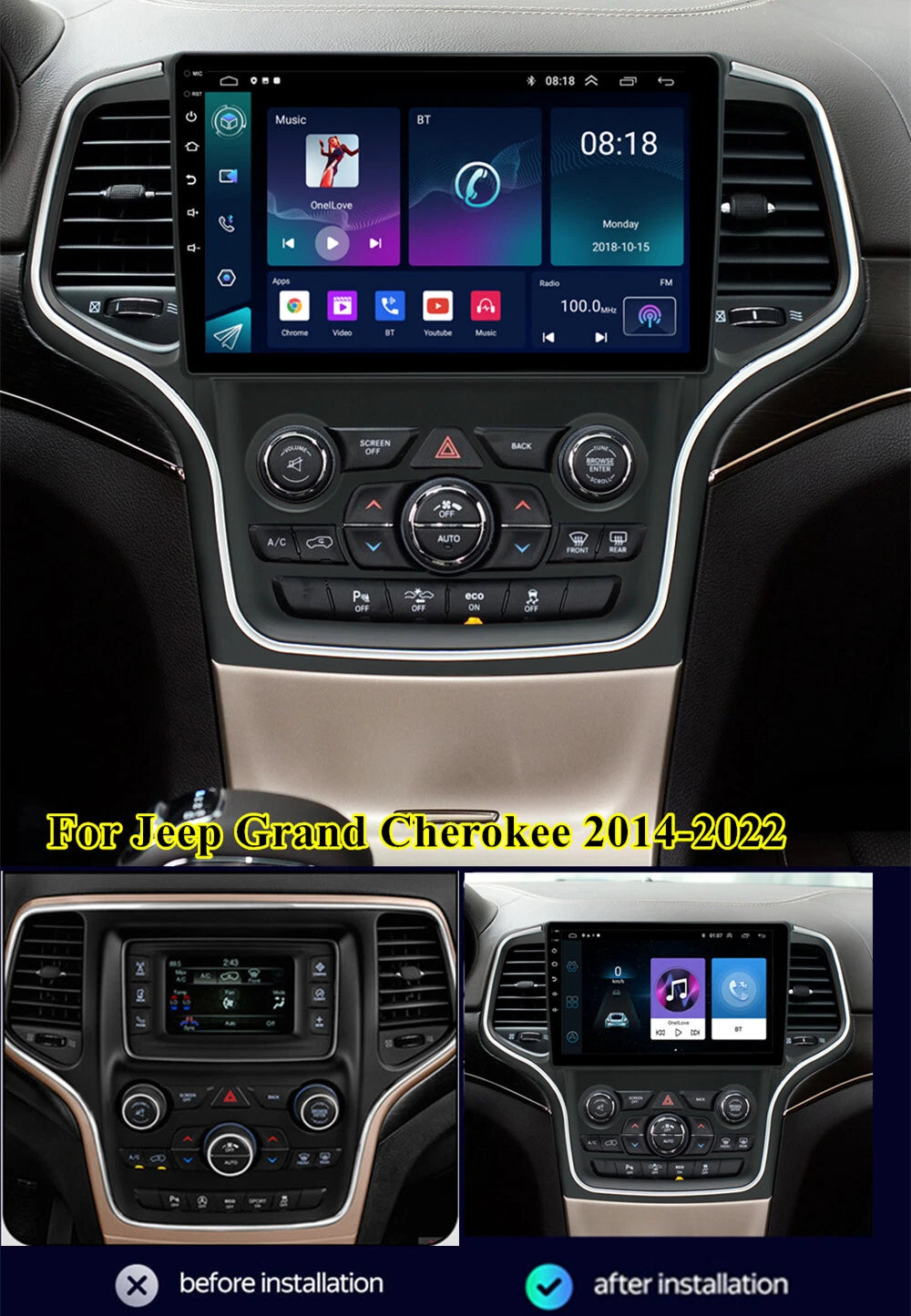 10.1'' Android 13 Car Stereo for Jeep Grand Cherokee (2014–2022)