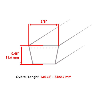 48" Deck Belt for Dixon Ram48ZT SpeedZTR48 (BT598, 965882401, 754-04107, 954-04107)