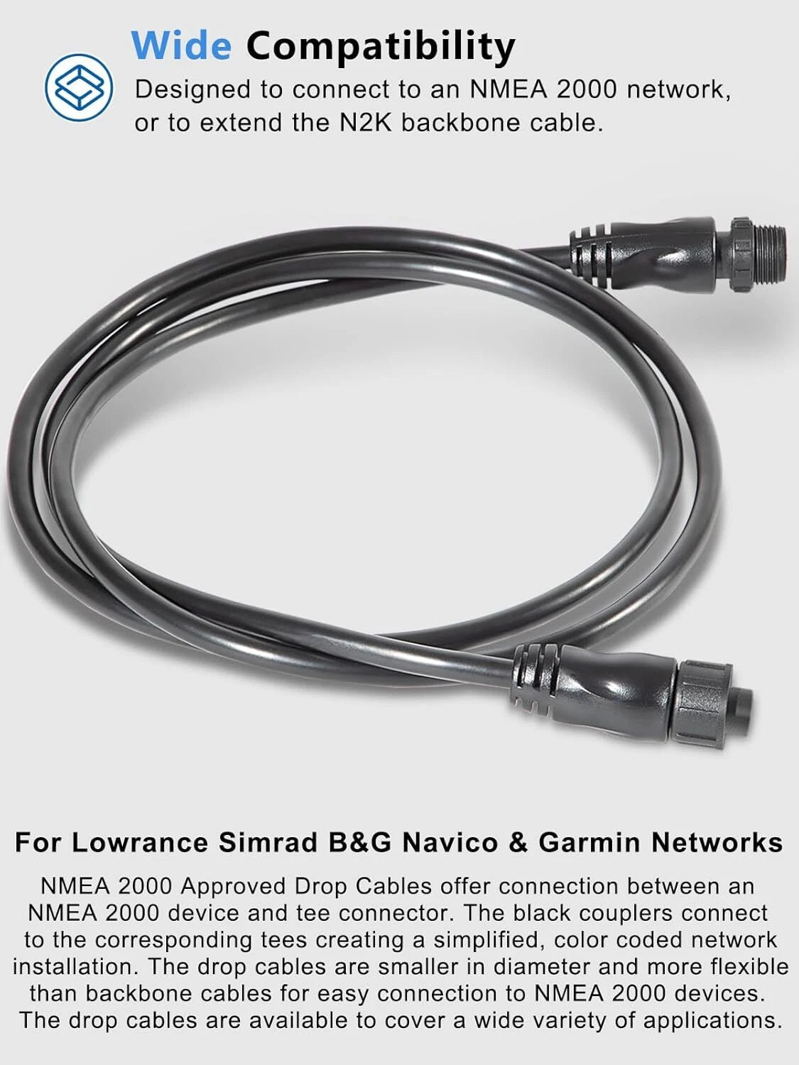 1 Meter NMEA 2000 Backbone Drop/Extension Cable for Lowrance Simrad Garmin