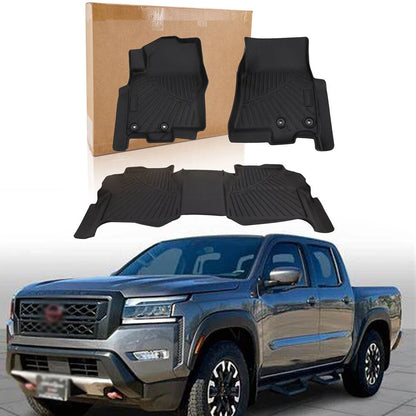 Set of 2 Waterproof Floor Mats for Nissan Frontier Crew Cab (2022–2024) TPE Rubber