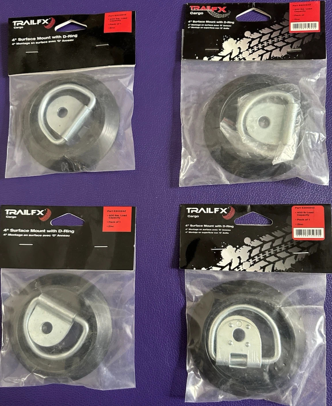 Set of 4 D Ring Tie Down Loops for Trailer Truck Bed (E30024Z)