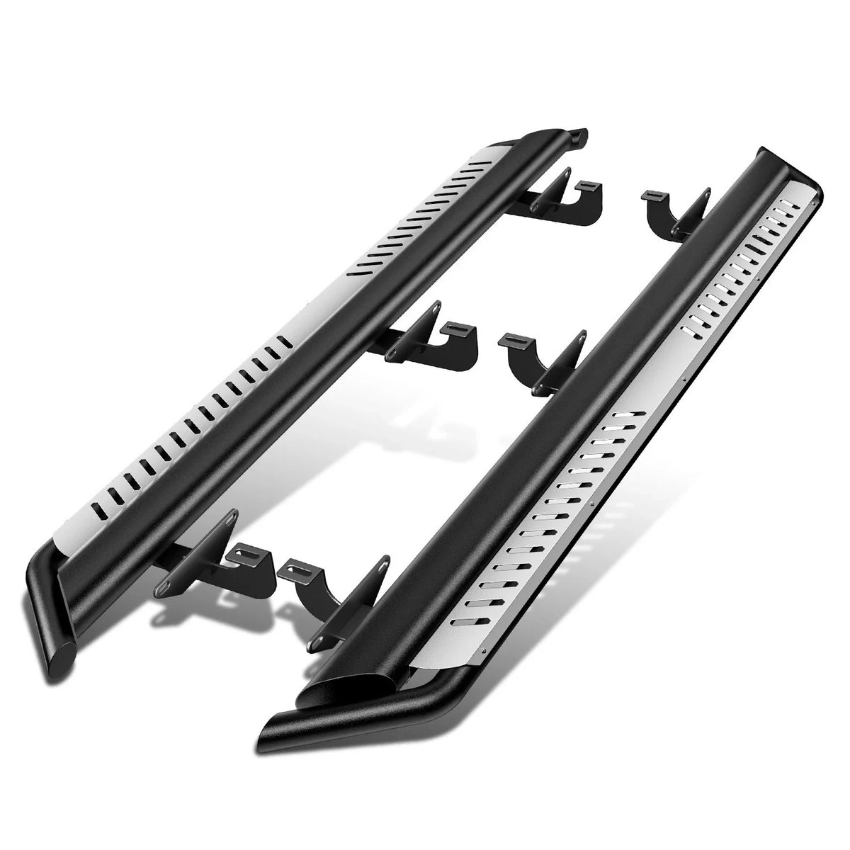 Nerf Bar Running Board for Jeep Wrangler JL (2018–2024) w/Silver Drop Step Plate