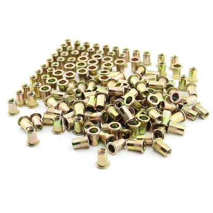 100Pcs 1/4"-20 UNC Rivet Nuts, Carbon Steel Zinc Plated