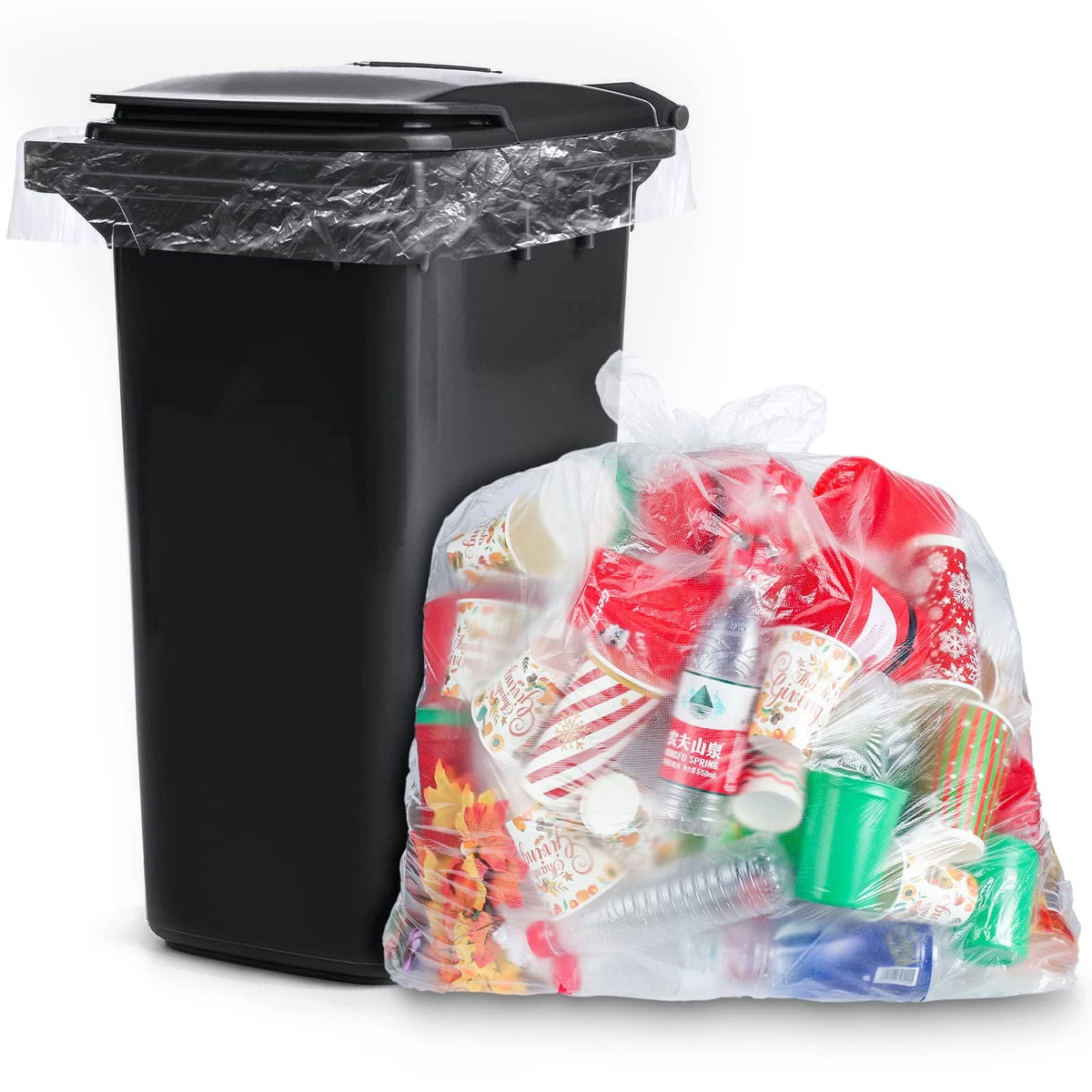 50 Pack Extra Large Clear Trash Bags 95-100 Gallon Heavy Duty