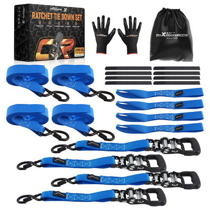 Set of 2 Heavy Duty Ratchet Tie Down Straps for Truck (1.6 inch x 8 ft)