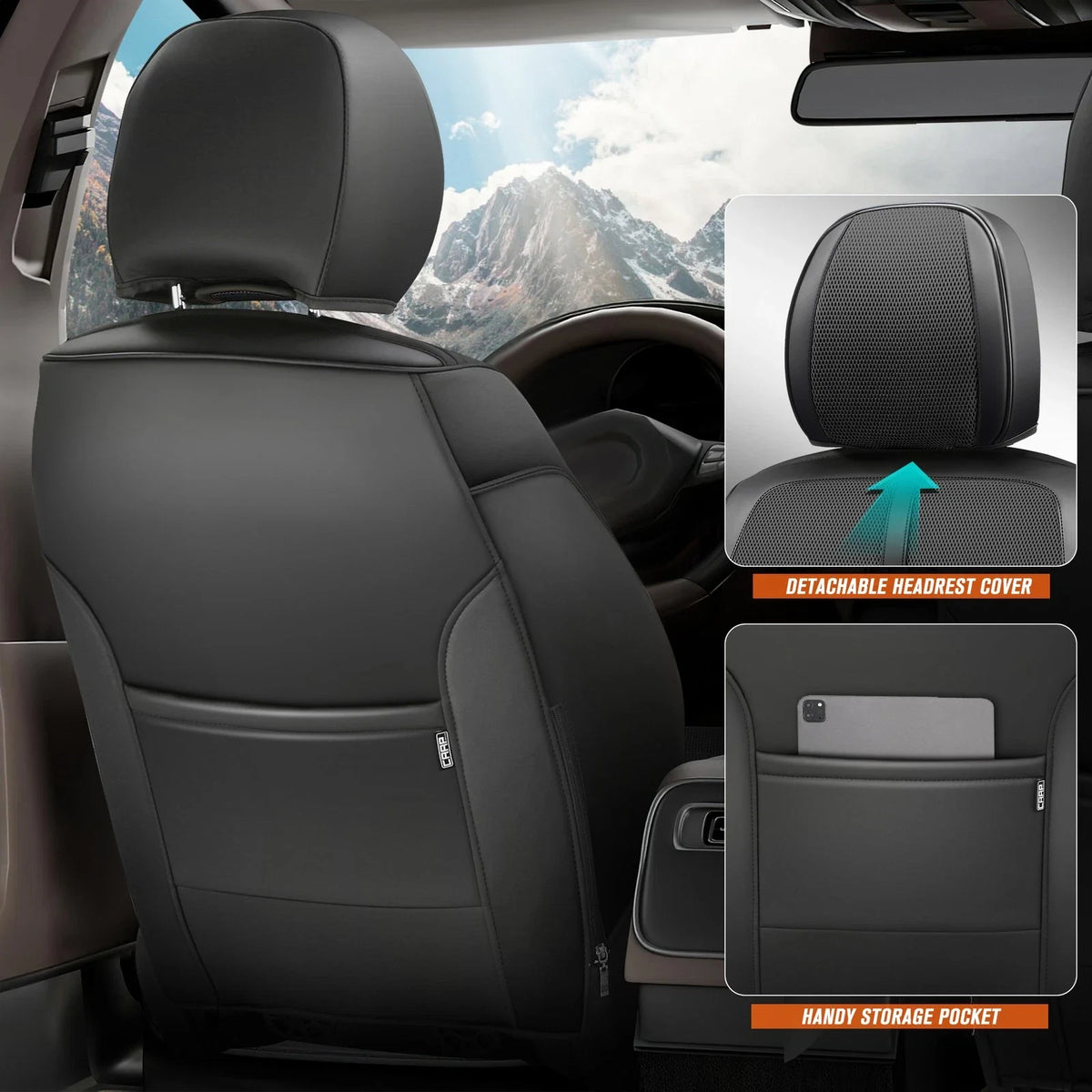 Front Row Bucket Seat Cover for Universal Fit (Sport Series, Black)