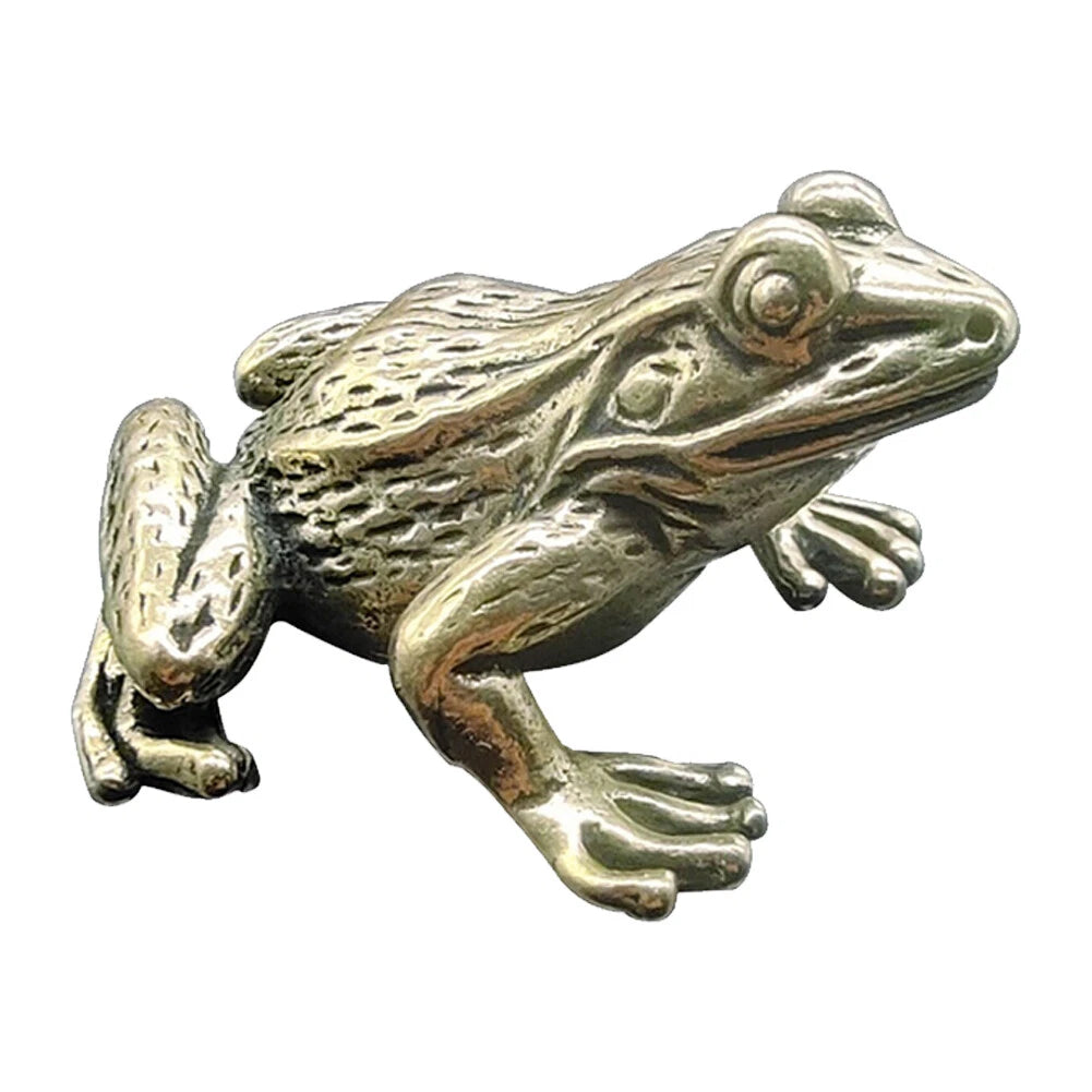 Brass Frog Figurine for Home Office Table Decoration