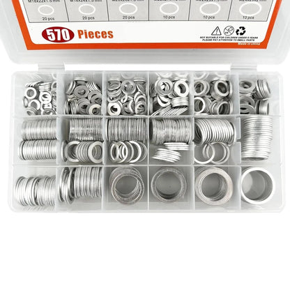 Set of 18 Oil Drain Plug Gaskets for Assorted Applications (570PCS)