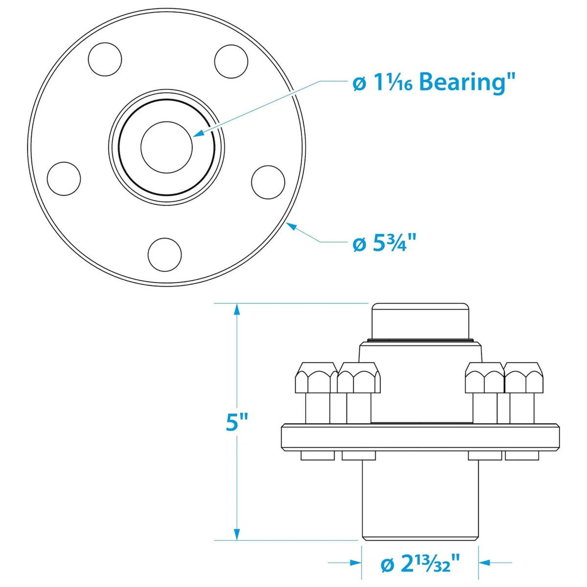 5 Stud Cast Wheel Hub for Seachoice (50-53061)