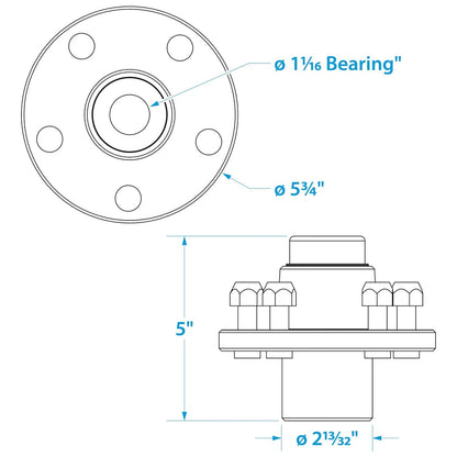 5 Stud Cast Wheel Hub for Seachoice (50-53061)