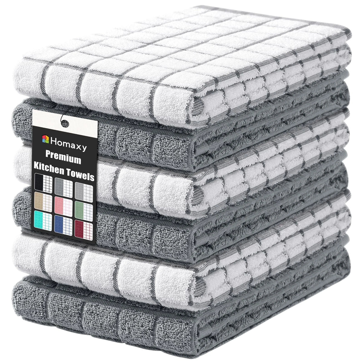 Set of 4 Premium Cotton Kitchen Towels 16"x28" Natural Ring Spun 390 GSM