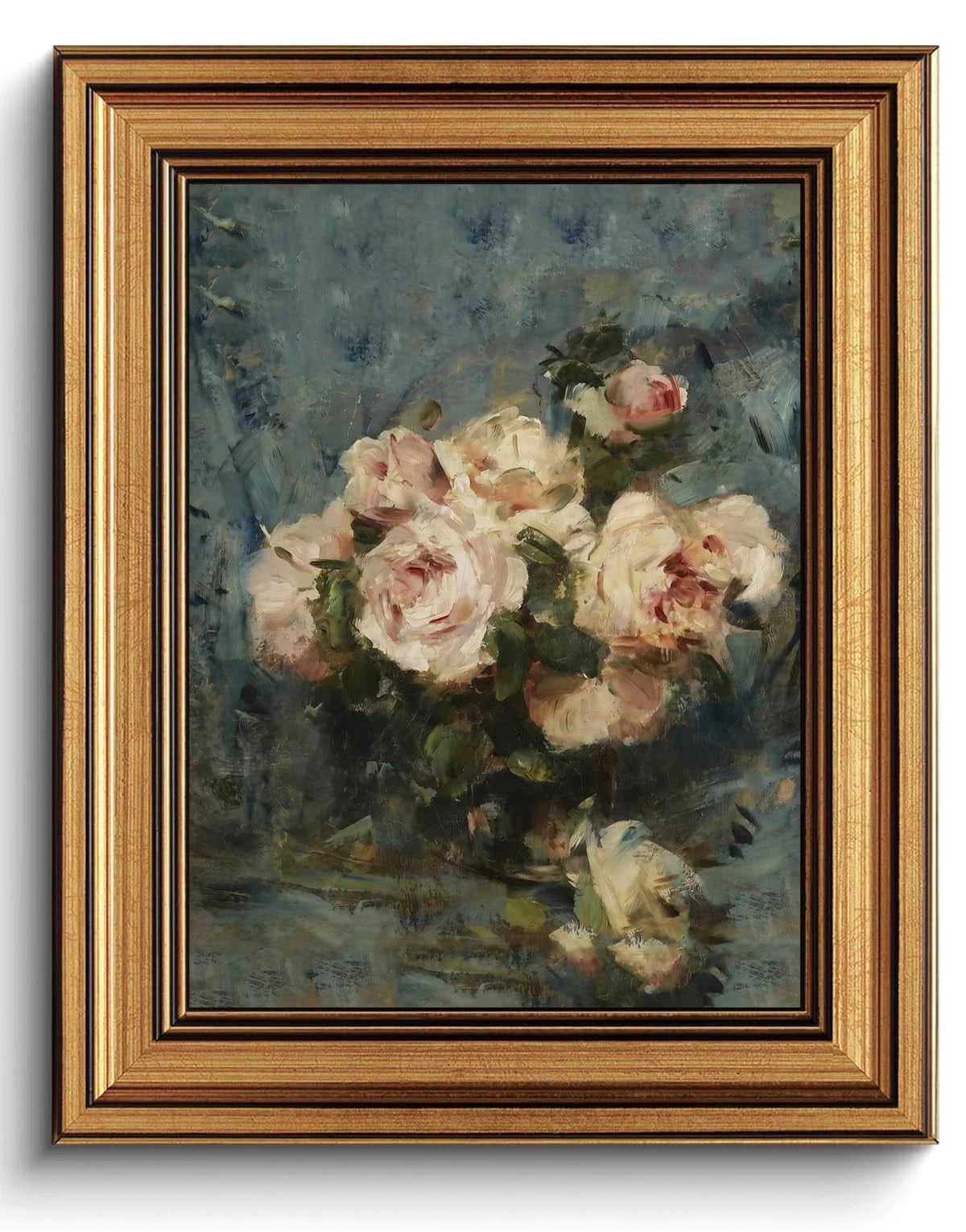 Gold Framed Vintage Floral Canvas Wall Art 8x10in