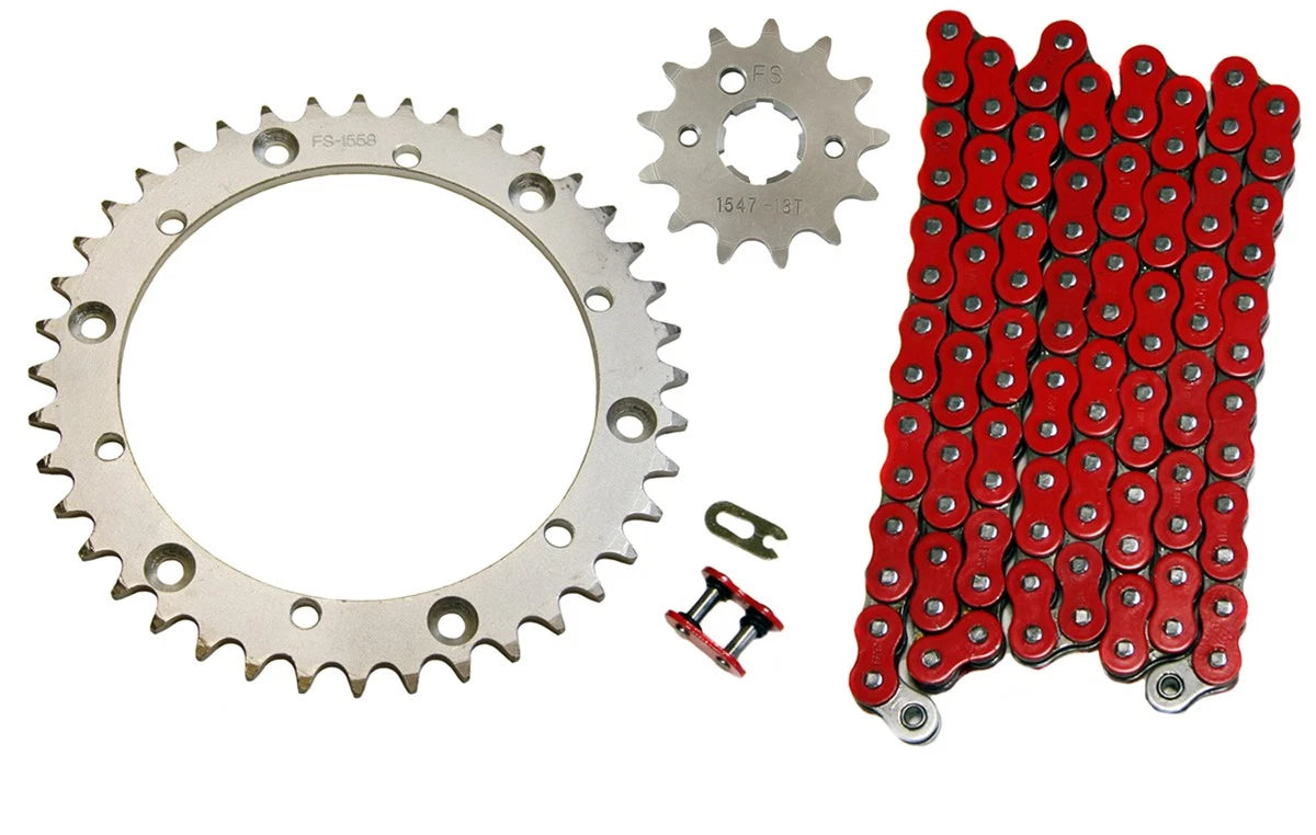 Red 520x98 O-Ring Drive Chain & 13/40 Sprockets for Yamaha Warrior (1989–2004) K15471558520OR98