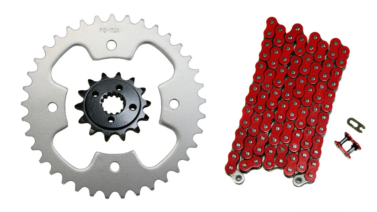 Red 520x92 Drive Chain & 14/38 Sprockets for Polaris Predator 500 (2005–2007) K16571692520NZR92